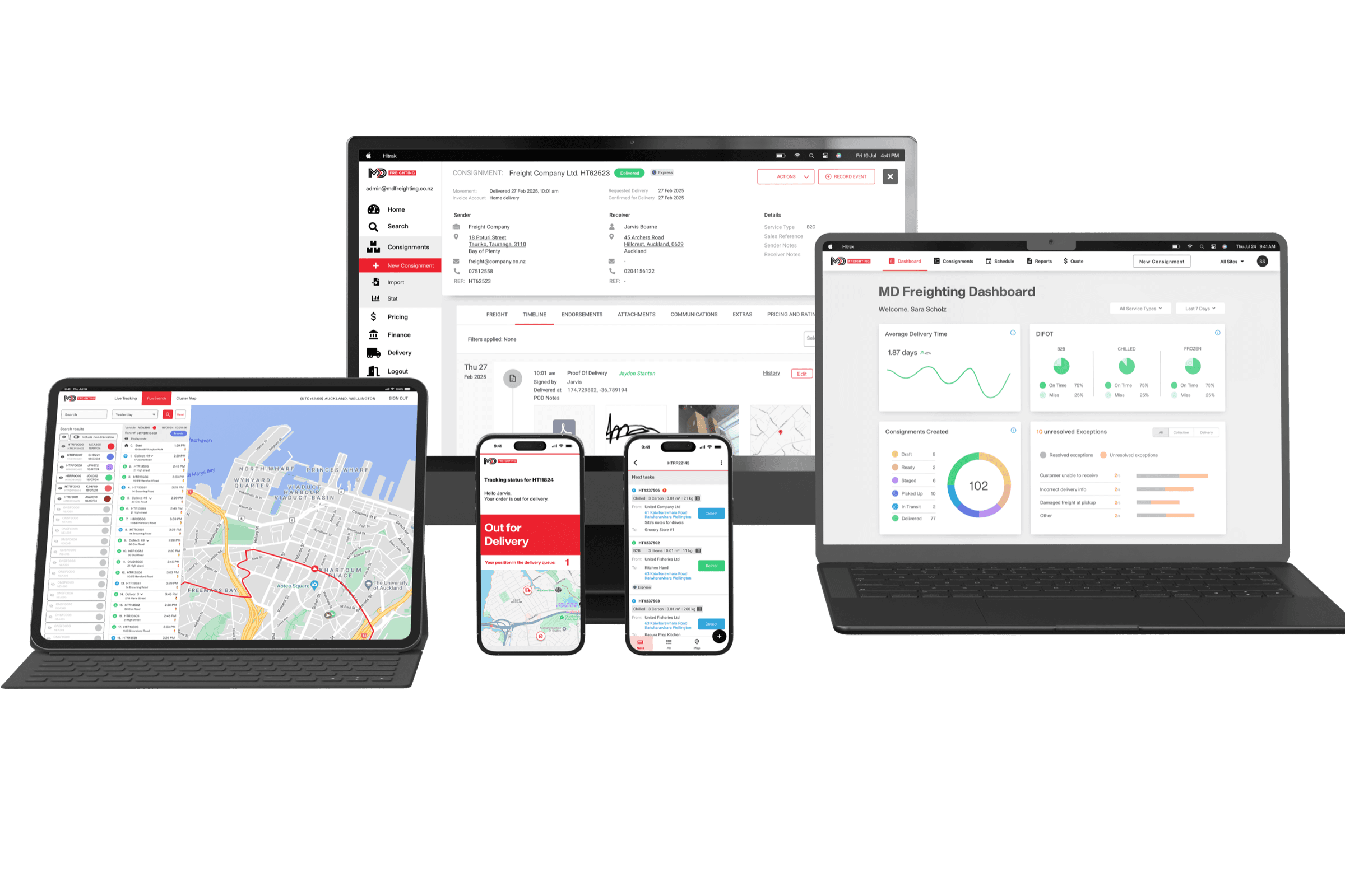 MD Freighting technology platform across desktop, tablet, and mobile devices
